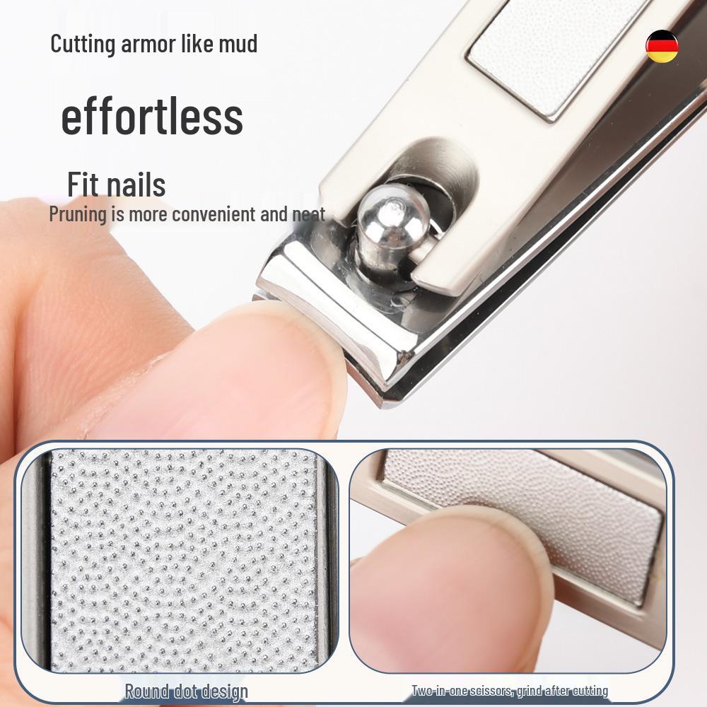 4-Piece Stainless Steel Grooming Set: Nail Clippers, Round Head Nose Hair Trimmer, Ear Pick, In a Gift Iron Box