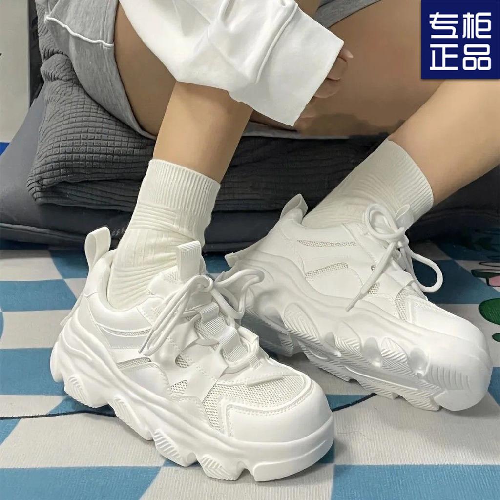 Campus dad shoes double mesh breathable and non-smelly feet high-value muffin bottom non-slip little white shoes spring and summer new women's shoes