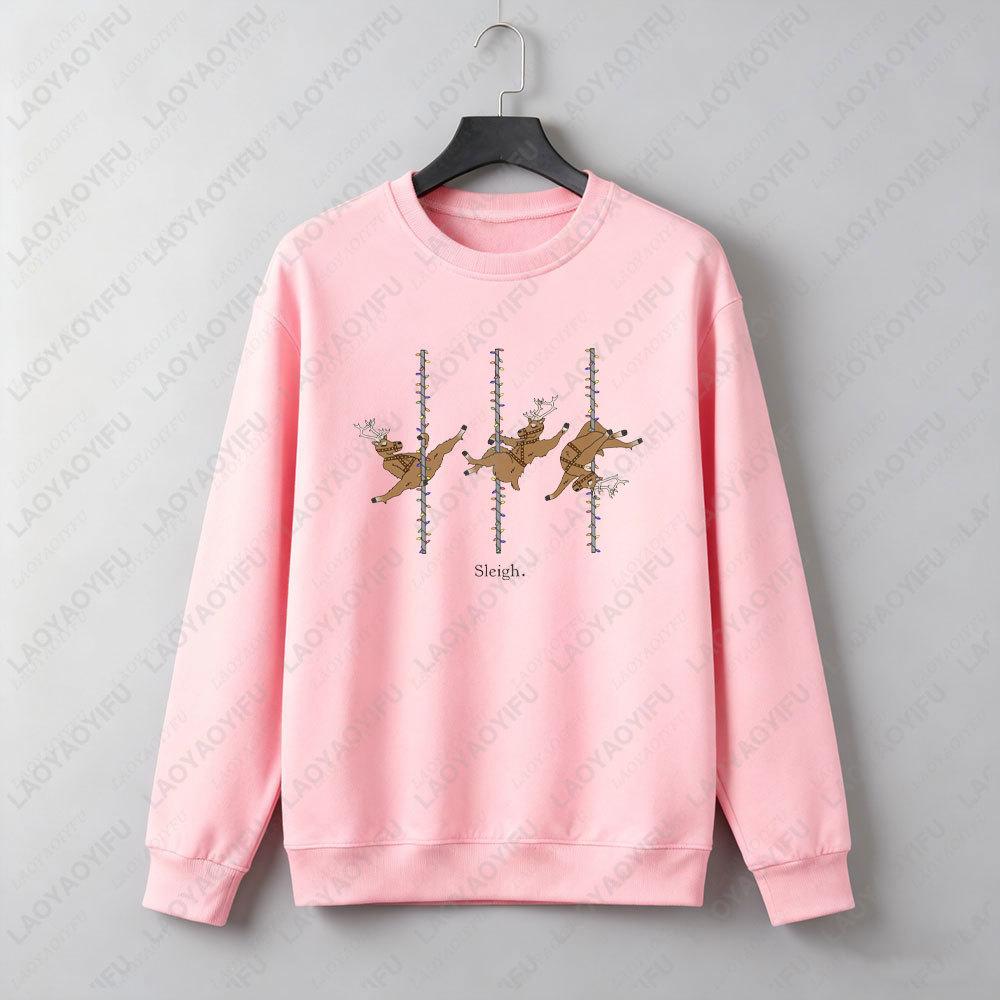 Funny Christmas Sweatshirt Reindeer Pole Dance Holiday Sleigh Christmas Pullover Pole Dance Wear Gift for Dancer Christmas Gift
