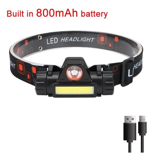 Powerful COB+LED Headlamp 18650 2000MaH Rechargeable Headlight Waterproof Head Lamp Bright Head Flashlight for Camping Cycling