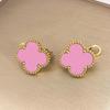 15MM Four-Leaf Clover Earrings Buckle Mother-Of-Pearl Full Radium Female Temperament Simple Earrings