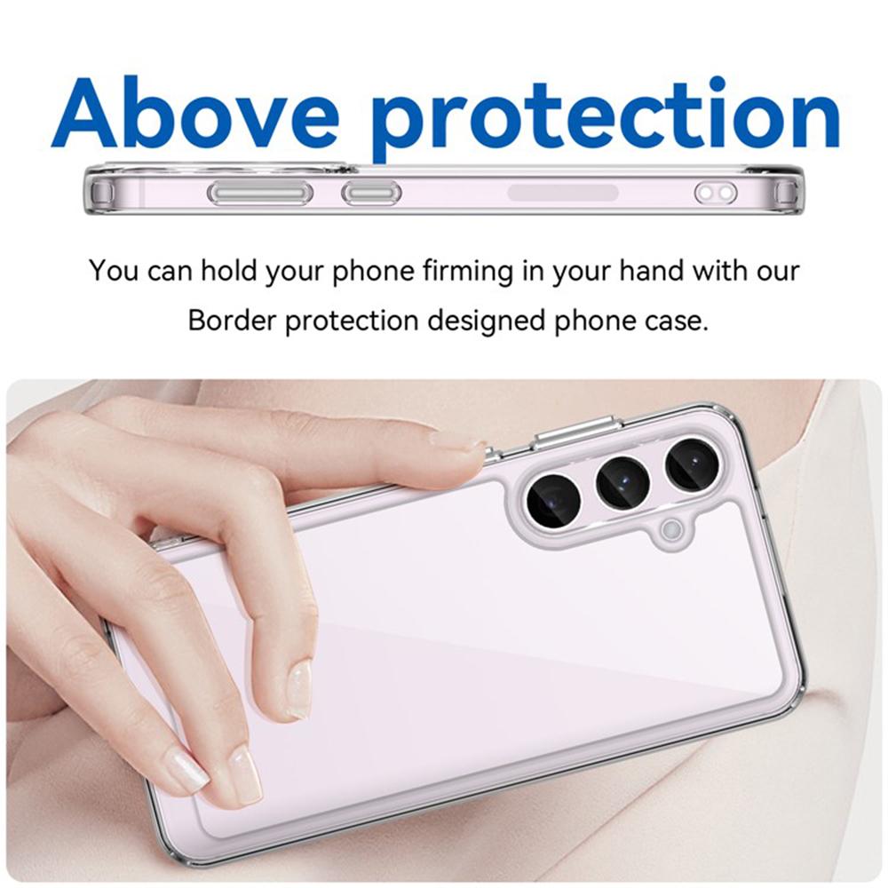 WANLONFENG MF Series for Samsung Galaxy S24 Case TPU+Acrylic Clear Phone Cover with Tempered Glass Film