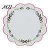 Soft Thick Table Protectors Christmas Scalloped Embroidered Placemat, 15 Inch Cloth Place Mat with Holly Berries Reusable Holiday Dining Accessories