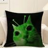 Green Alien Cat Design Pillow Cover Decorative Pillow Case Modern Home Decor Cushion Cover Suitable For Sofa Bed And Bedroom
