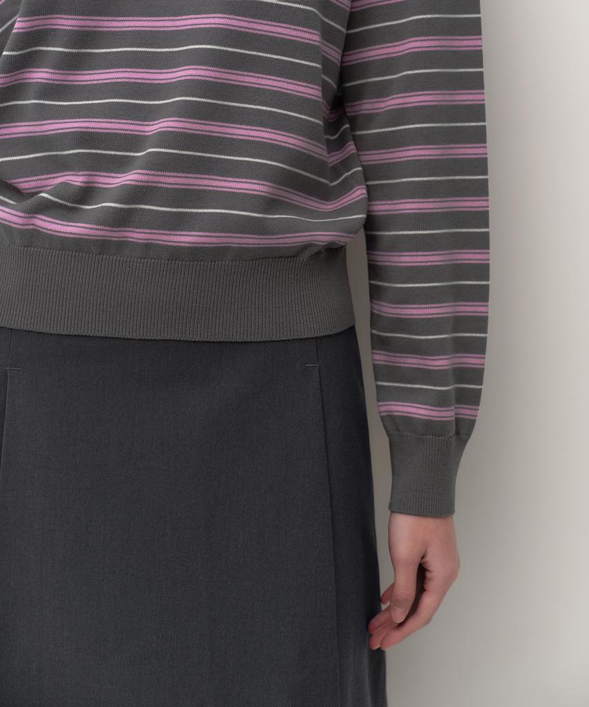 MUSINSA STANDARD WOMAN Women'S Multi-Stripe Crew Neck Knit [Gray]