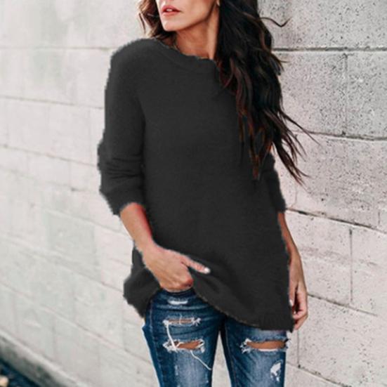 Повседневный женский осенне-зимний свитер с круглым вырезом и длинным рукавом плюшевый вязаный пуловер XXXXXL 1660₽