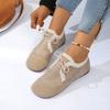 Fashion Women Casual Flats Shoes Lightweight Plush Cotton Warm Loafers Winter 2024 New Trend Lace Up Running Sneakers Zapatos De Mujer