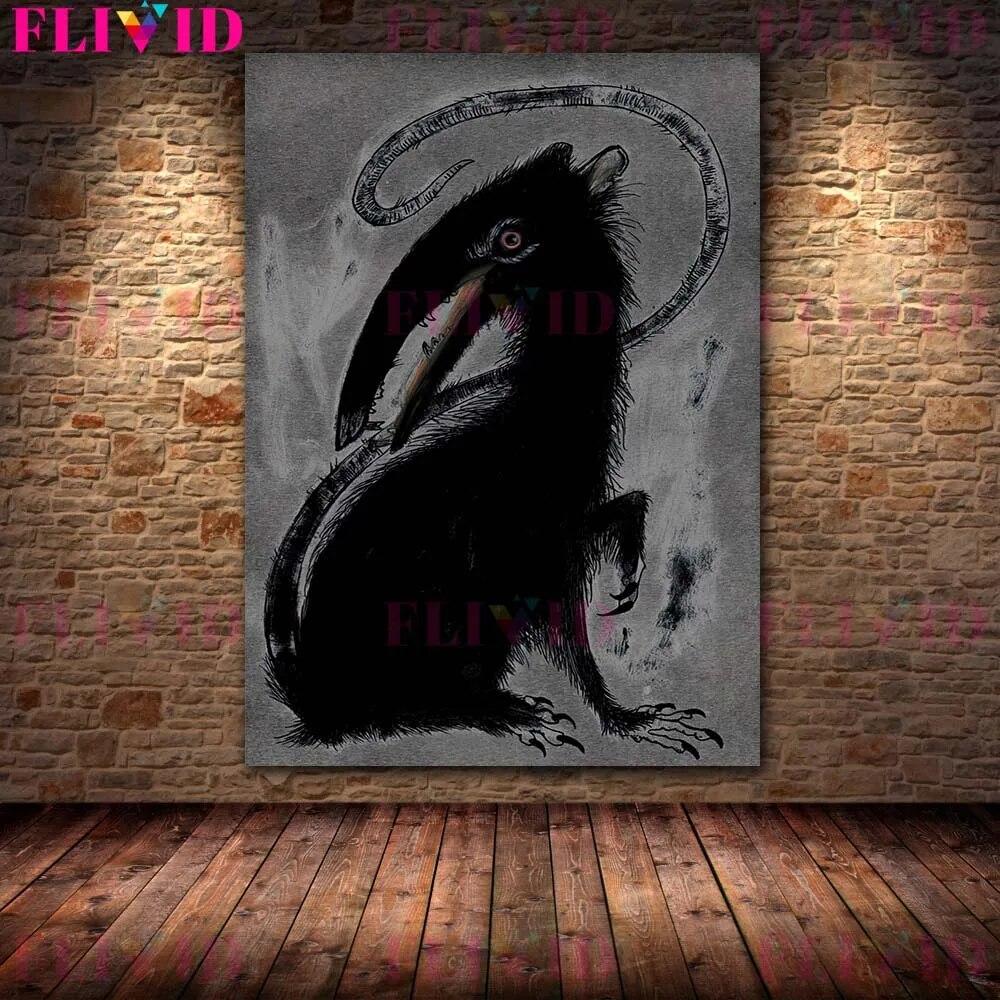 Bloodthirsty Lamb And Snake,Owl Vintage Terrible Animal Wall Art Canvas Painting Owl And Goat Man Abstract Poster Print Decor No Frame