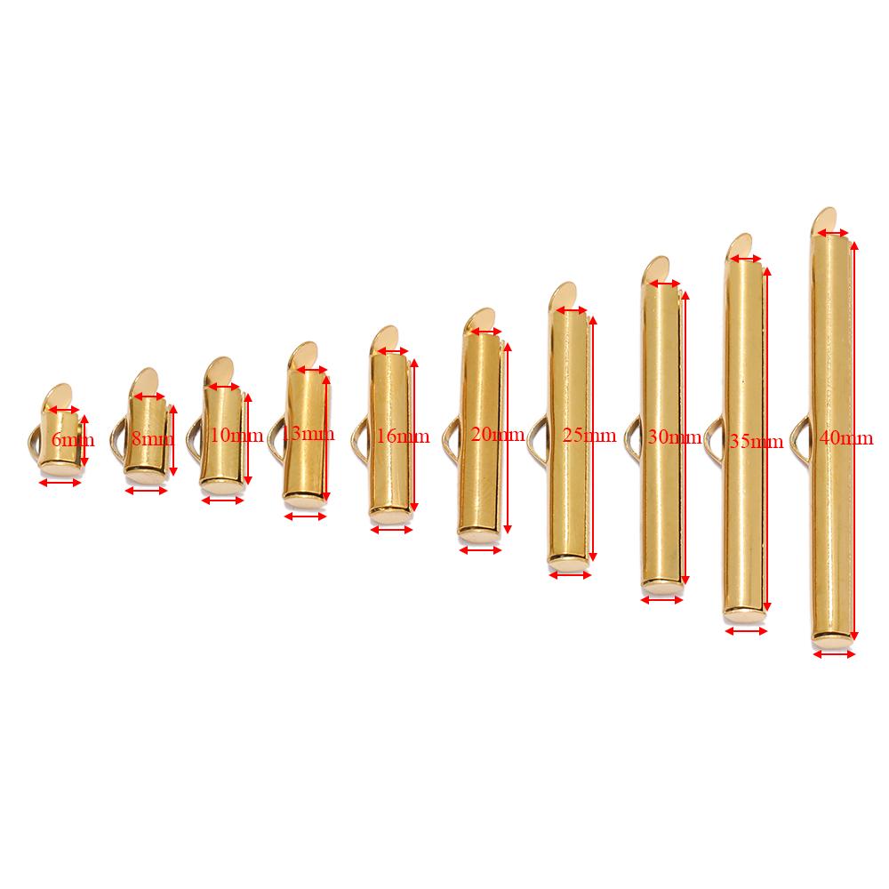 20pcs Stainless Steel Crimp End Caps Slider Clasp Buckles Tubes Connectors Findings for DIY Bracelet Jewelry Making Accessories