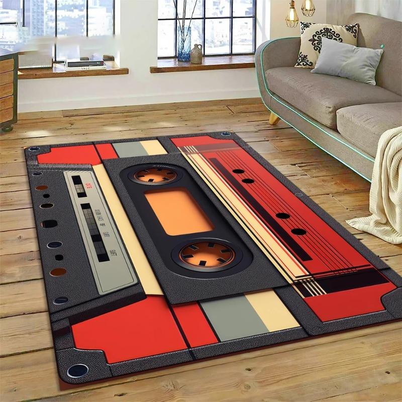 3D Music Cassette Tape Retro Recorder CD Instrument Carpet Rug for Bedroom Living Room Home Sofa Decoration Kid Decor Floor Mat