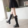 Japanese Velvet Calf Socks Girl'S Bow Mid-High Socks Cute Lolita Knee Socks Spring And Summer Black And White