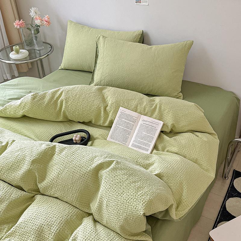 Pure Cotton Waffle Duvet Cover Simple Solid Soft Skin Friendly For Single Double And King Size Beds