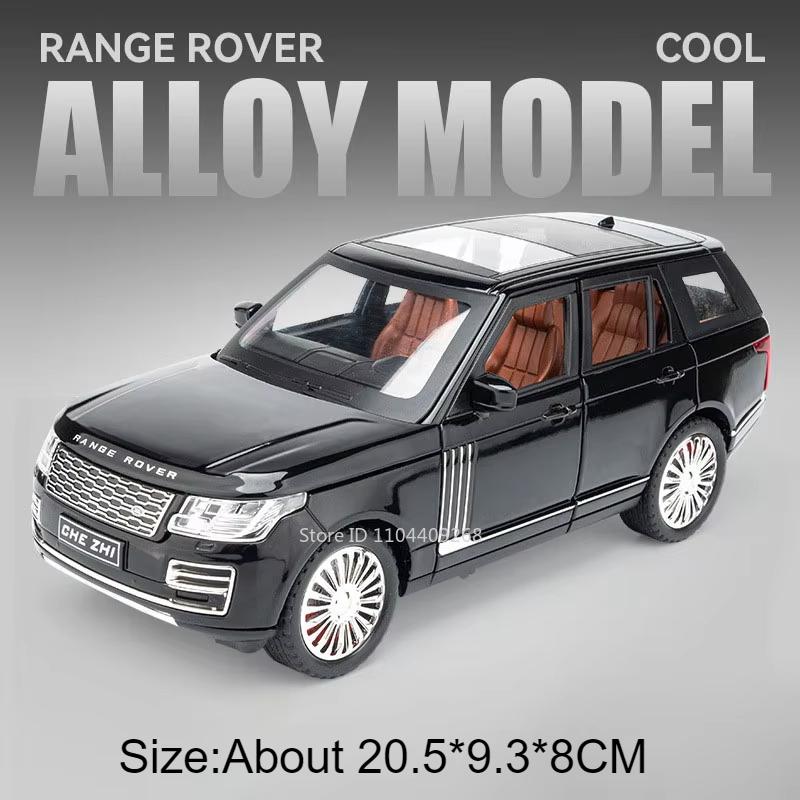 1:Brinquedo de Modelo de Carro Land Rover Defender Range Rover Escala 24 Metal Diecast Som Luz Veículos Off Road Modelos em Miniatura Presentes para Meninos