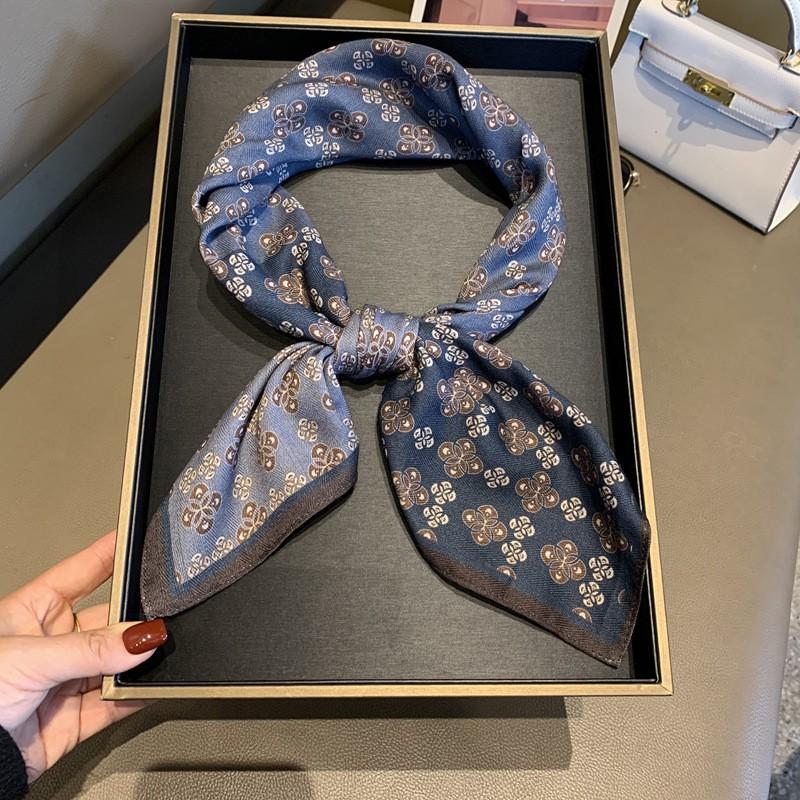 Vintage Floral Square Scarf Women - Lightweight Cotton Blend 70x70cm Elegant Office Casual Accessory