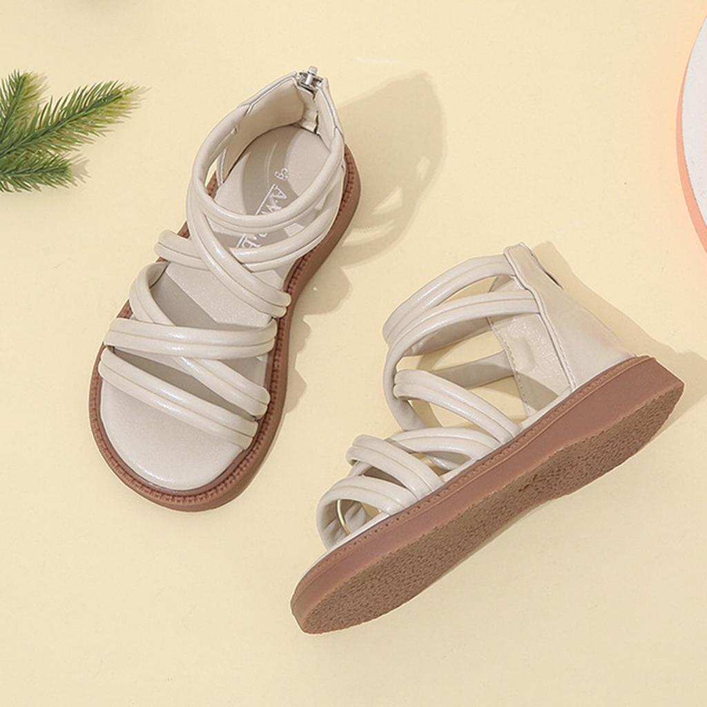 Girls Soft Sole Summer Sandals Outdoor Beach Shoes Strappy Design Lightweight Flexible Sole Toddler Little Kid Footwear