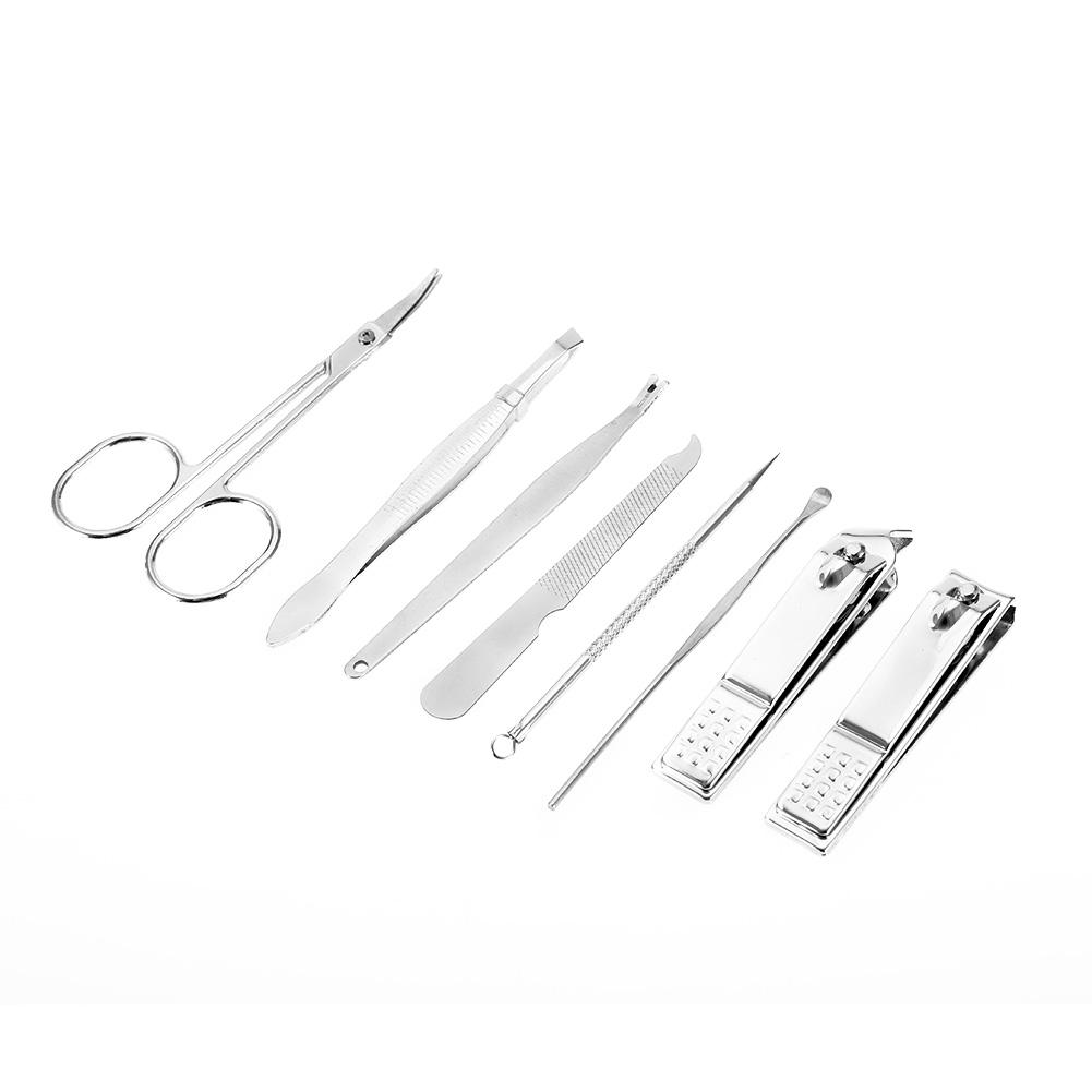 8 Pcs Stainless Steel Nail Scissors Cutter Clippers Set Fingernail Toenail (Black)