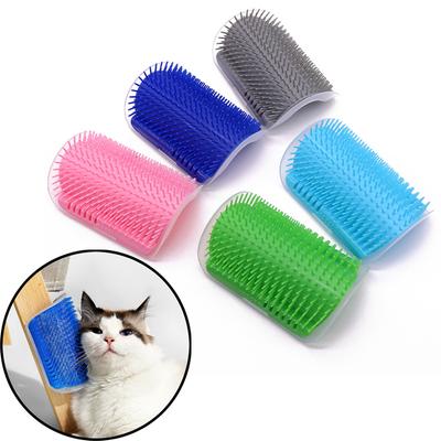 Cat Corner Brush Comb Massager for Cat Arch Plastic Scratcher Remove Hair Comb with Catnip Cat Face Scratcher