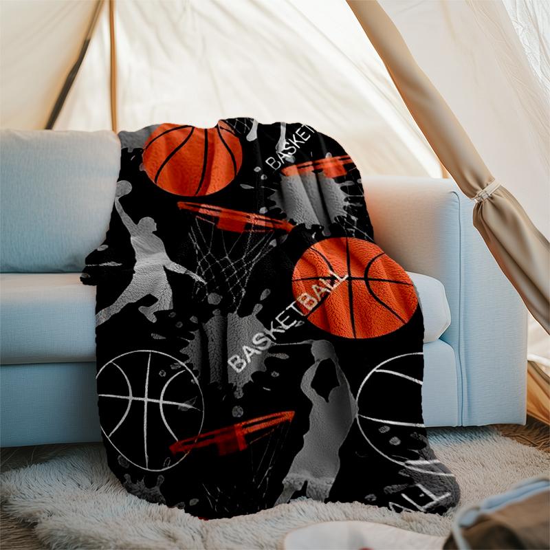 Basketball Theme Printed Blanket - Perfect for Couch, Bed, Travel & Outdoor Use | Machine Washable, Cozy & Durable.