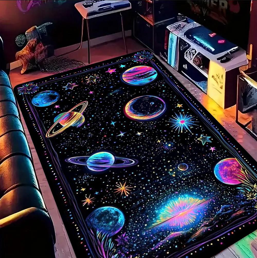 

Darkness Art Galaxy Starry Night Carpet Playroom Floor Mat Kids Bedroom Decor Non Slip Rug Audio-Visual Room Floor Mat Door Mat 40x60cm