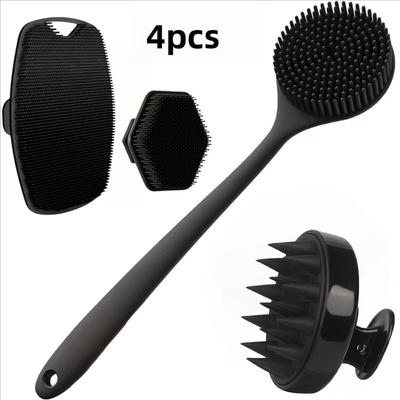 Set da 4 Pezzi Spazzola Esfoliante Morbida in Silicone per il Corpo per Viso Massaggio Doccia Delicato e Pulizia della Pelle Accessori per il Bagno