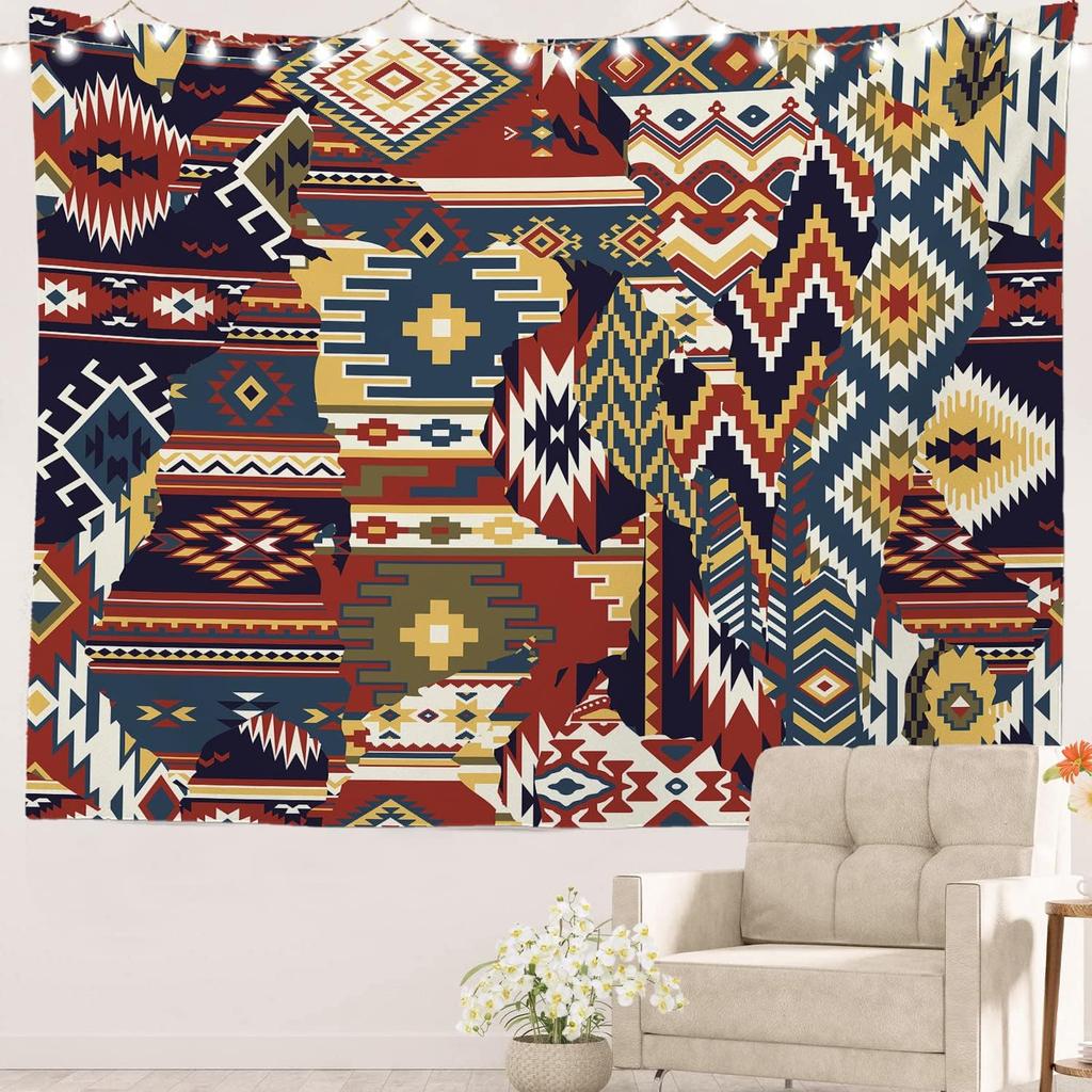 Abstract Modern Aesthetic Tapestry, Simple Dot Neutral Tones Wall Art Hanging Decoration Polyester Fiber White Ruffled Around