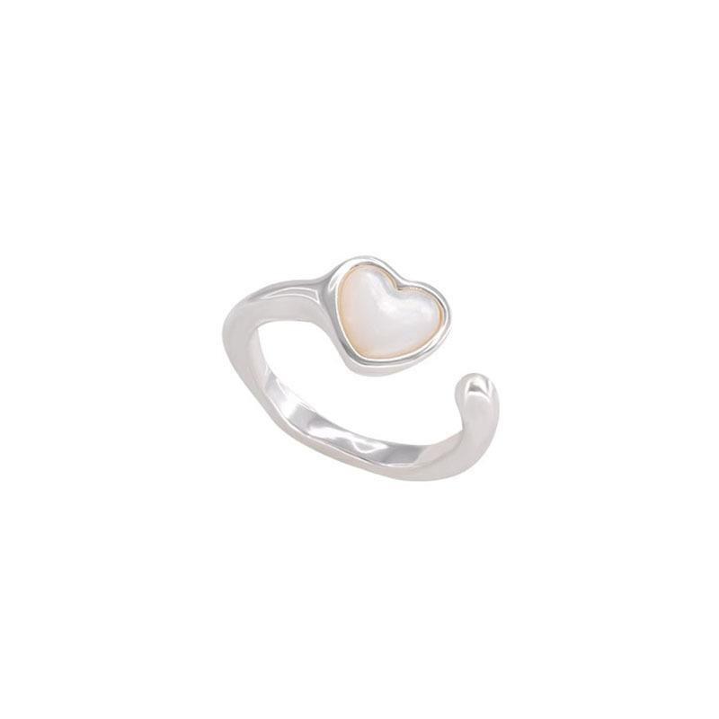 Stylish Korean Minimalist Heart Shaped Ring For Women Adjustable Fashion Accessory