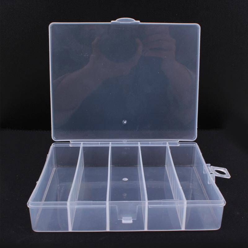 Boîte de Rangement Transparente Grande pour Leurres avec 5 Compartiments pour Appâts Artificiels et Hameçons de Pêche