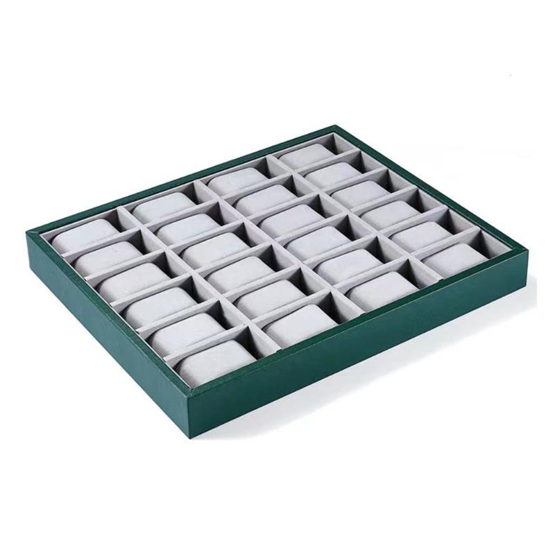 Taca na zegarki z 6/12/24/30 przegródkami, taca ekspozycyjna na biżuterię z poduszkami z siatki, aksamitna gablota ekspozycyjna na bransoletki, organizer na tace na zegarki
