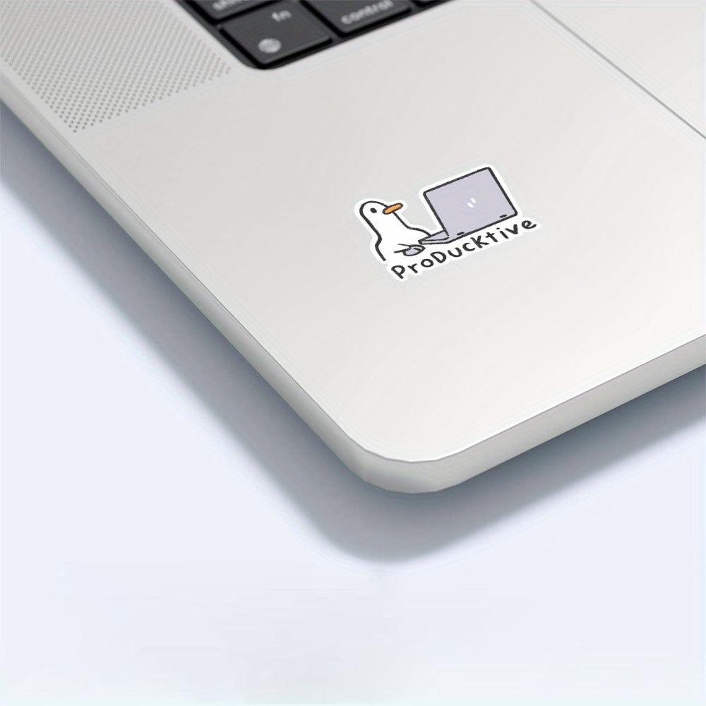 Funny Duck Computer Sticker, Cute Office Duck Vinyl Decal for Laptop Water Bottle Phone Skateboard Car Decor Graffiti Stickers