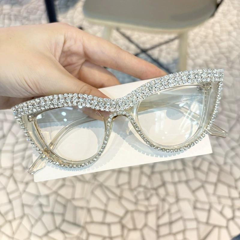 

Cat Eye Retro Presbyopia Glasses Fashionable Diamond Studded Women s Presbyopia Glasses High-definition Anti Blue Light Far Sighted Glasses 0 прозрачный/коричневый