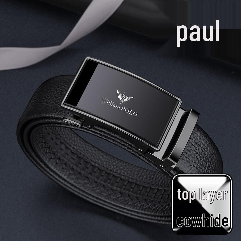 King Paul Herren High-End Echtleder Automatikschließe Gürtel