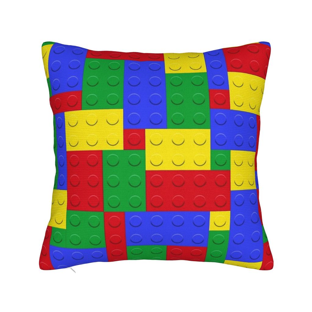Classic Red Green Blue Yellow Building Blocks Bricks Pillow Case Comfy Pillow Cover Funny Pillowcases For Living Room Sofa
