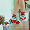 Women's Five-finger Socks, Cotton Thread Striped Long Socks, Mid-calf, All-season High-waisted Women's Socks, Women Look Slimmer