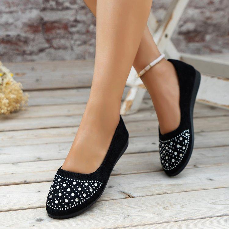 Foreign Trade 2025 Large Size Shallow Mouth Flat Sole Shoes Light and Comfortable Rhinestone Women's Shoes Comfortable Versatile and Breathable