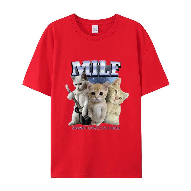 Unisex I Love Felines Cute Rock Kittens Graphic T Shirt Funny Cat Band Meme Print Vintage Streetwear Oversized Short Sleeve Tee