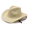 Men and Women Hollow Western Cowboy Straw Hat Beach Hat Outdoor Seaside Sun Hat Top Hat