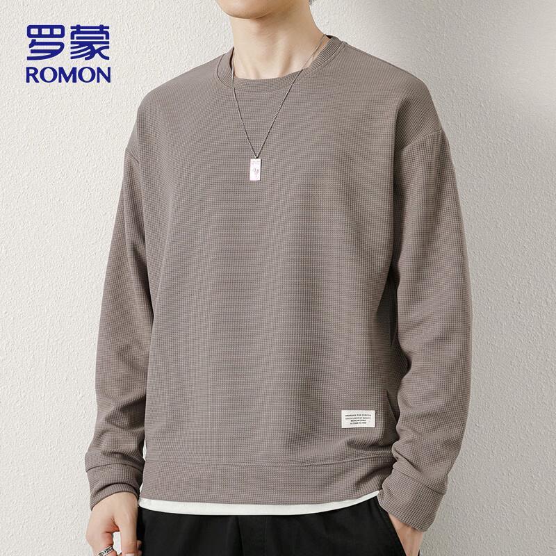 ROMON Men's Long Sleeve Round Neck Casual Top