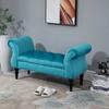 Panca Fondo Letto Stile Vintage, Struttura in Legno e Seduta Imbottita Stile Chesterfield, Azzurro Chiaro 117 x 40 x 58cm