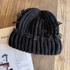 Color With Solid Hole Knitted Hat For Men Women Winter Street Headgear Fashion