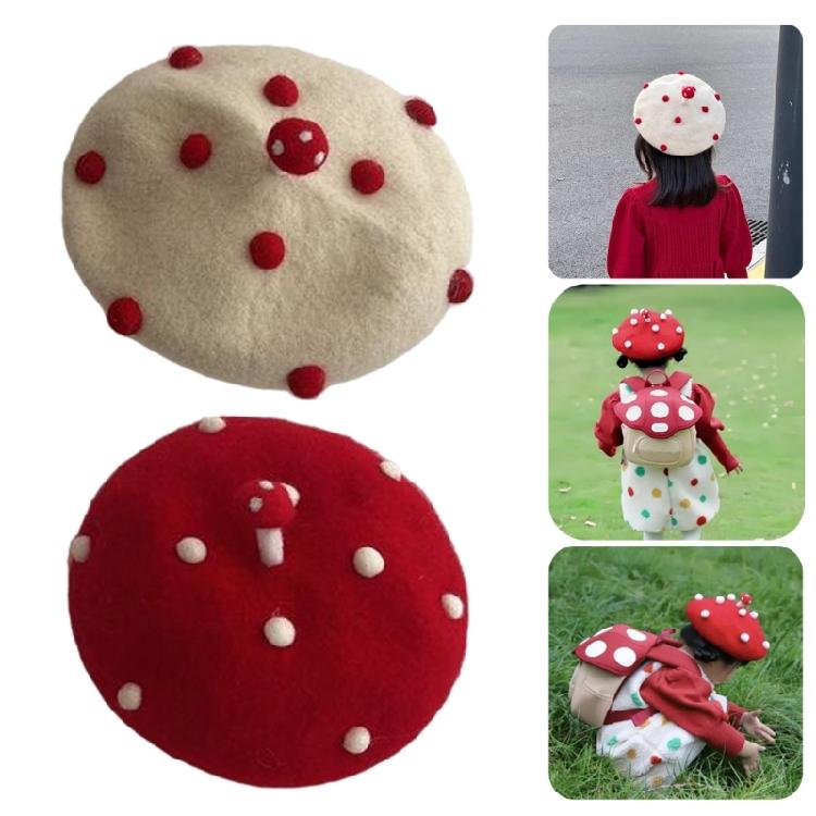 Fashion Mushroom Hat Sweet Beret Hat Winter Autumn Hat New Year THeme Headdress
