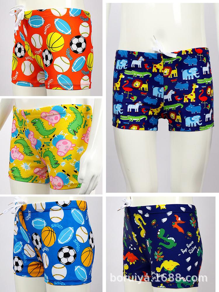 Cartoon Print Swim Trunks for Toddlers and Boys - Polyester Boxer Briefs