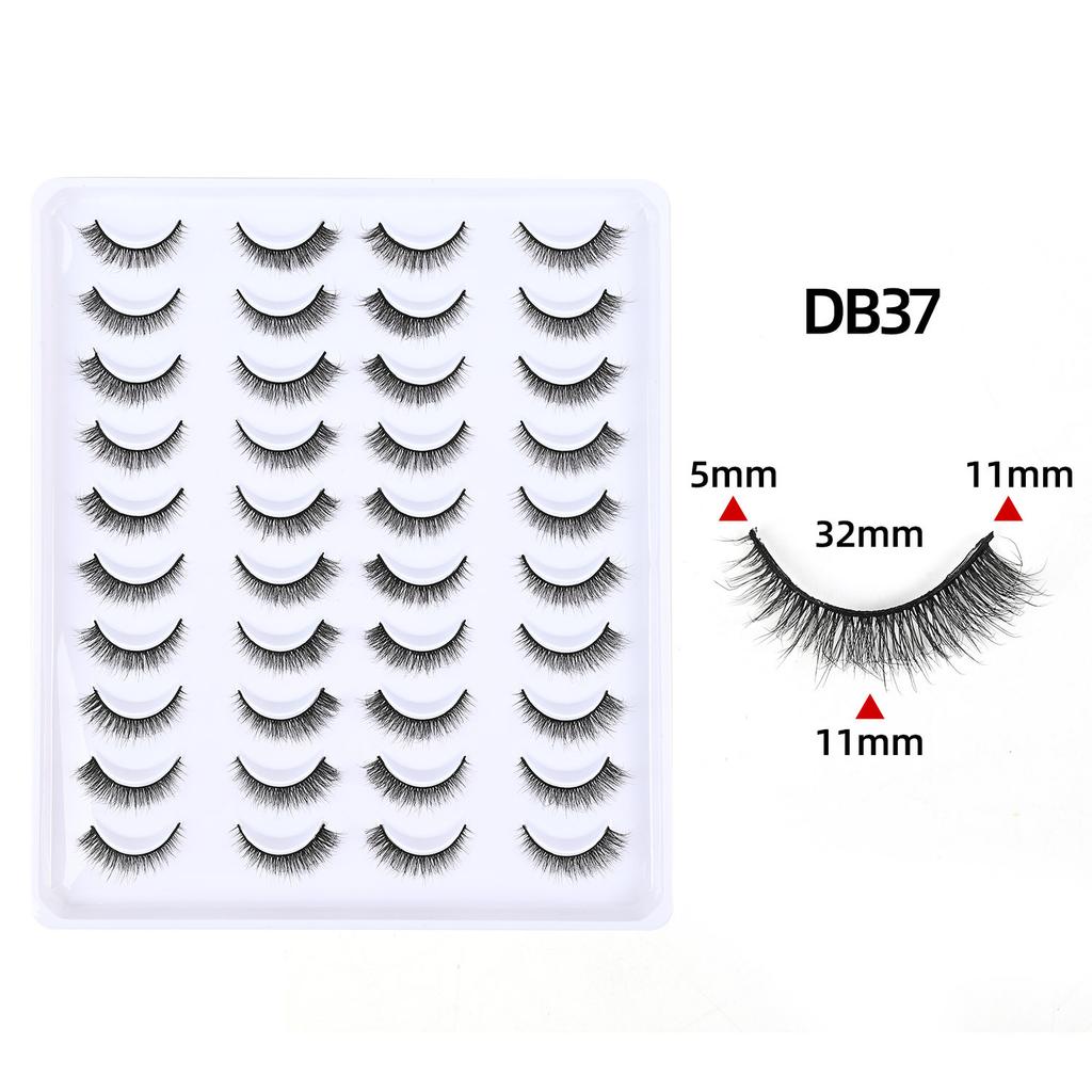 2026 False Eyelashes One Piece Natural Curl Pocket Sweet False Eyelash Tuft Women's Group Short 20 Pairs