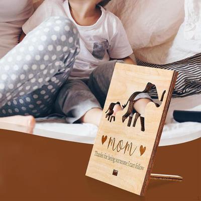 Placa de madera para regalo del Día de la Madre, letrero de madera con elefante, madre e hijo.