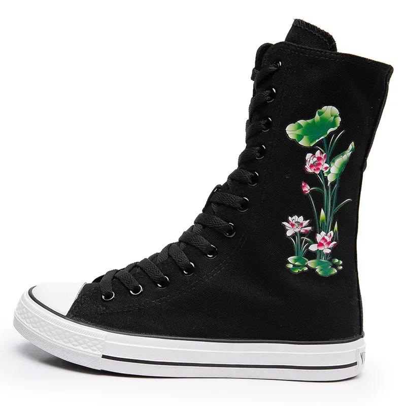 Móda 2024 Nové Jaro Podzim Dámské Boty Plátěné Ležérní Vysoké Boty Kotníkové boty Šněrovací Zip Pohodlné Ploché Boty Tenisky 34-43