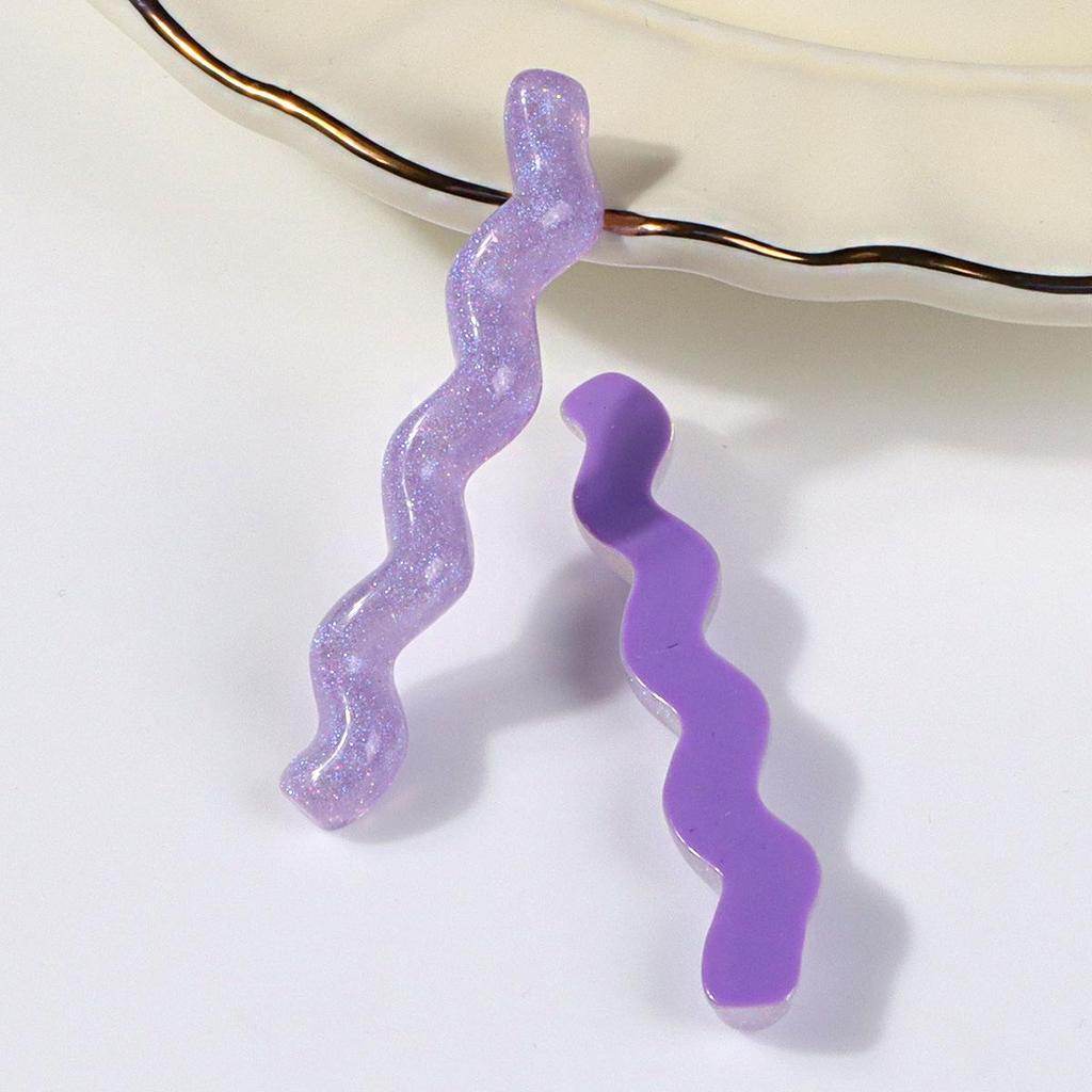Glitter Resin Wave Hair Clip: Versatile Girly Style Accessory
