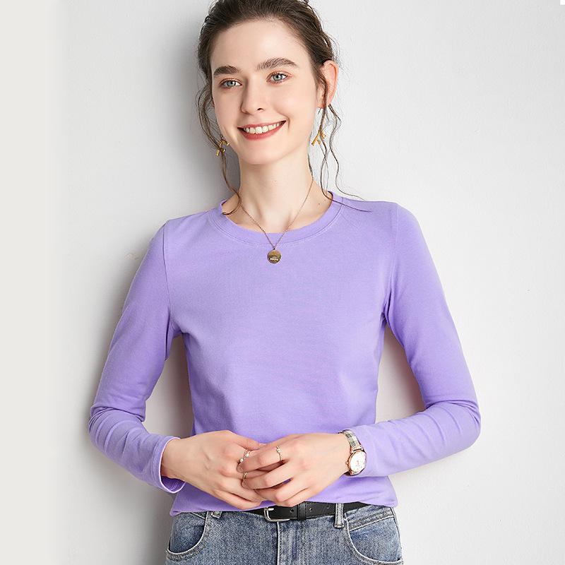 Women's long-sleeved t-shirt women's new autumn bottoming shirt round neck t-shirt loose solid color simple top