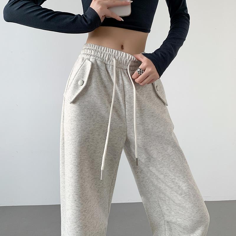 G Chinese Cotton Paratrooper Pants Women's Autumn and Winter New High-waisted Loose Casual Pants Leggings Casual Sweatpants