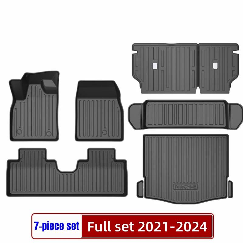 BAFIRE 3D TPE Fußmatten für Ford Mustang Mach-E 2025-2025 Kundenspezifische Kofferraum-Rückenlehnenmatte Laderaummatte Wasserdichte Allwetter-Teppiche