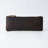 Handmade Vintage Leather Pencil Case Zipper Minimalist Stationery Organizer Students Office