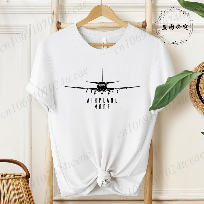 Summer Airplane Mode Print Tshirts Unisexs Fashion Casual Short Sleeve Tee Streetwear Graphic Tops for Unisex Clothing LW03
